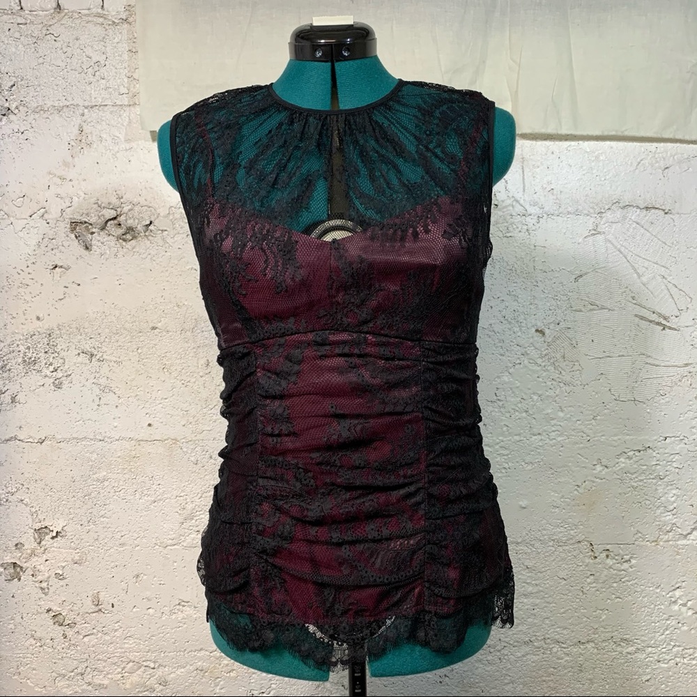 Lace covered camisole top